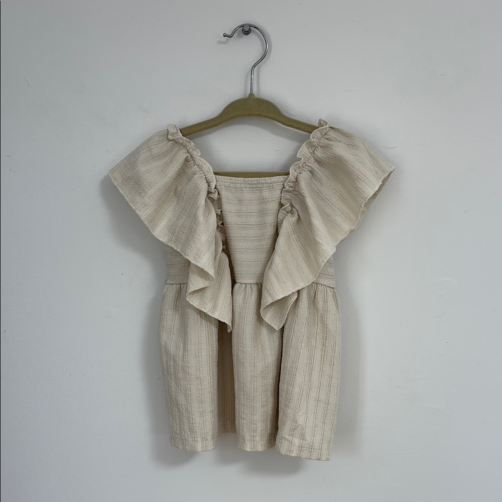 Zara Cream Sundress with Flutter Sleeves and Square Neck